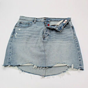 Lucky Brand Denim Skirt Womens Size 10 Light Wash Distressed 90s Casual Boho